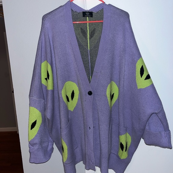 Dressed in LALA Sweaters - Dressed in LaLa Purple Alien Patterned Women's Sweater
